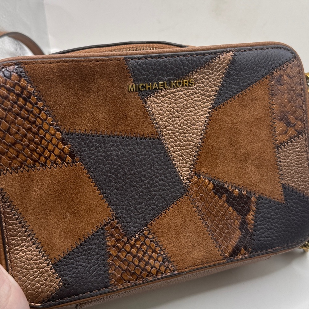 NWT Michael Michael Kors Jet Set Crossbody Purse Camera Bag Leather Patchwork - Picture 10 of 14
